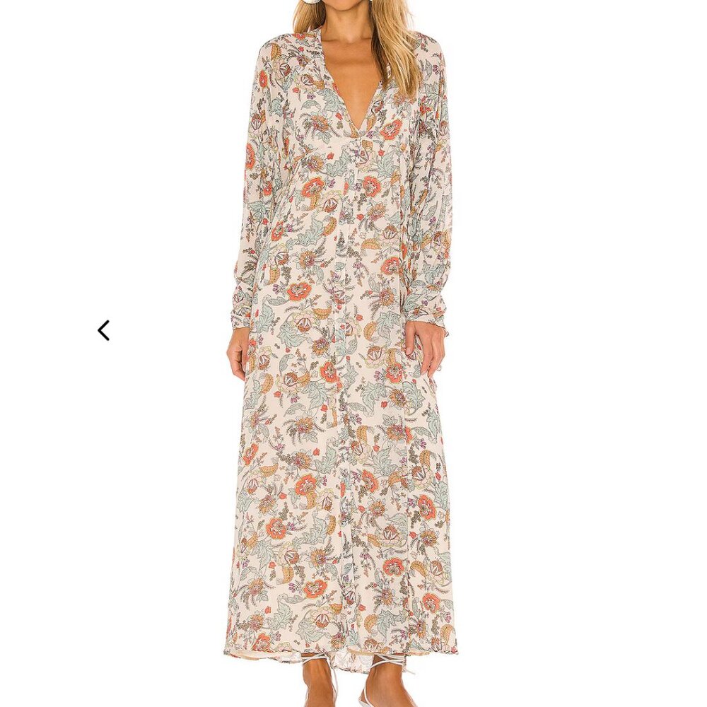 Free People Earthfolk Maxi Dress in Tea Combo Size S Boho Peasant Beach